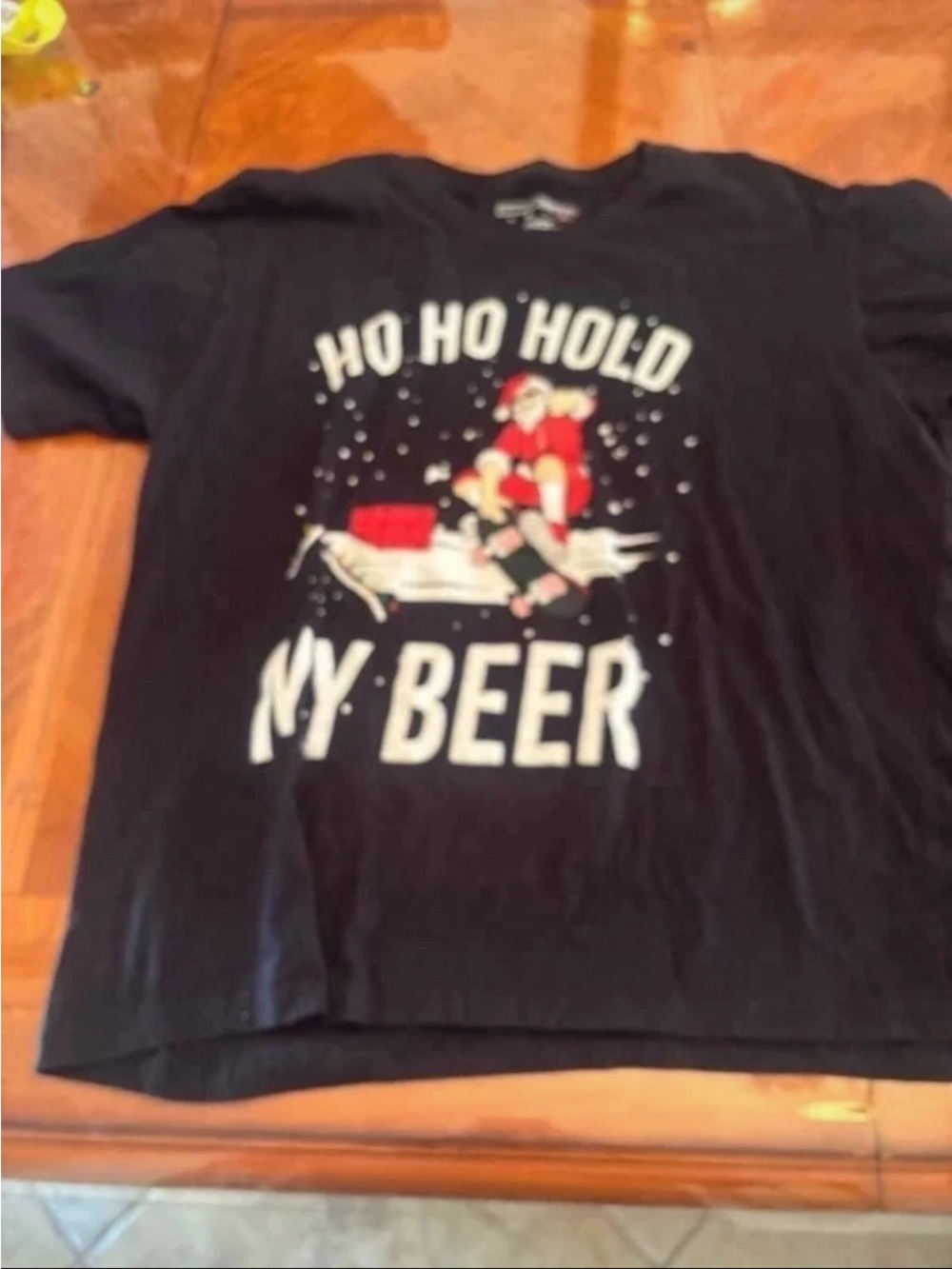 Black 'Ho Ho Hold My Beer' Graphic Holiday Tee
